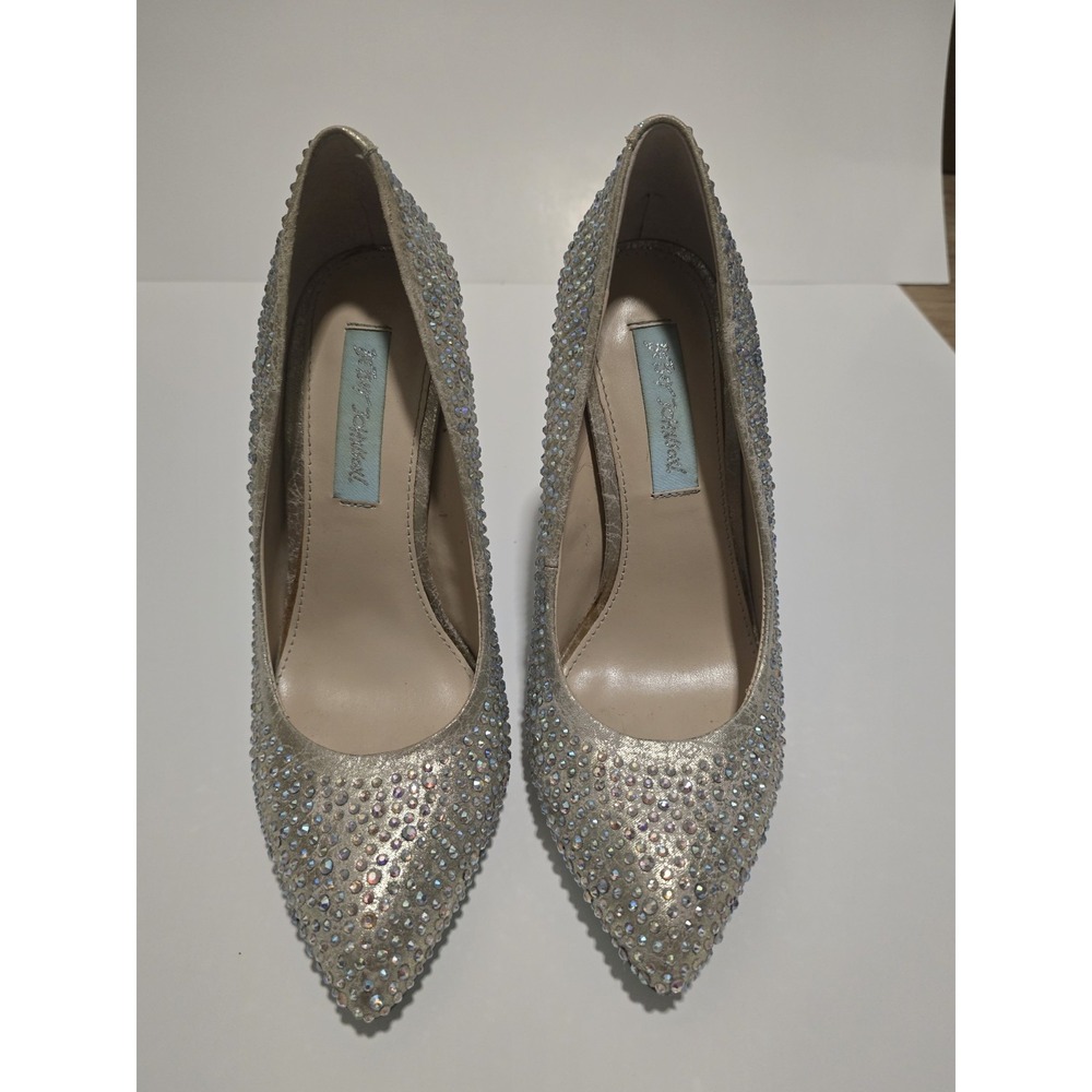 Blue By Betsy Johnson SB-Shine Rhinestone Wedding Heels Pumps Size 7 Blue Sole